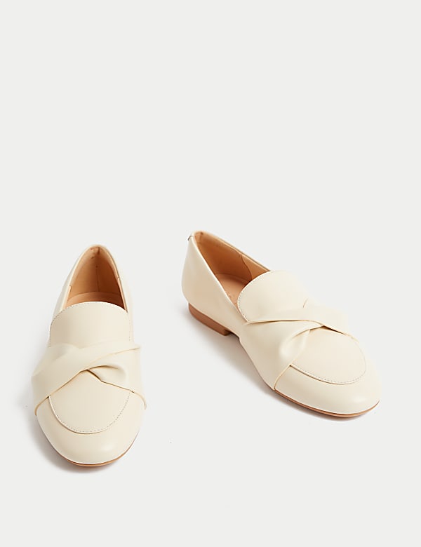 Leather Bow Slip On Loafers - JO