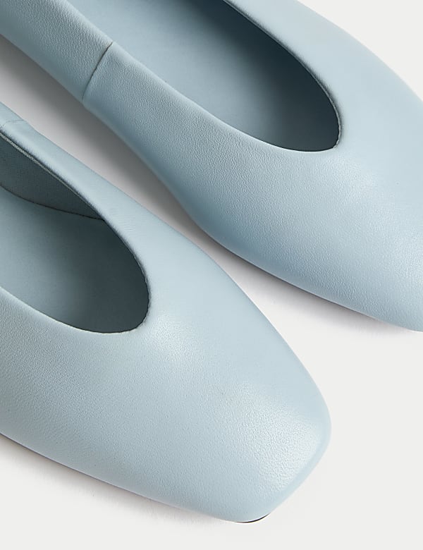 Leather Slip On Flat Ballet Pumps - FR