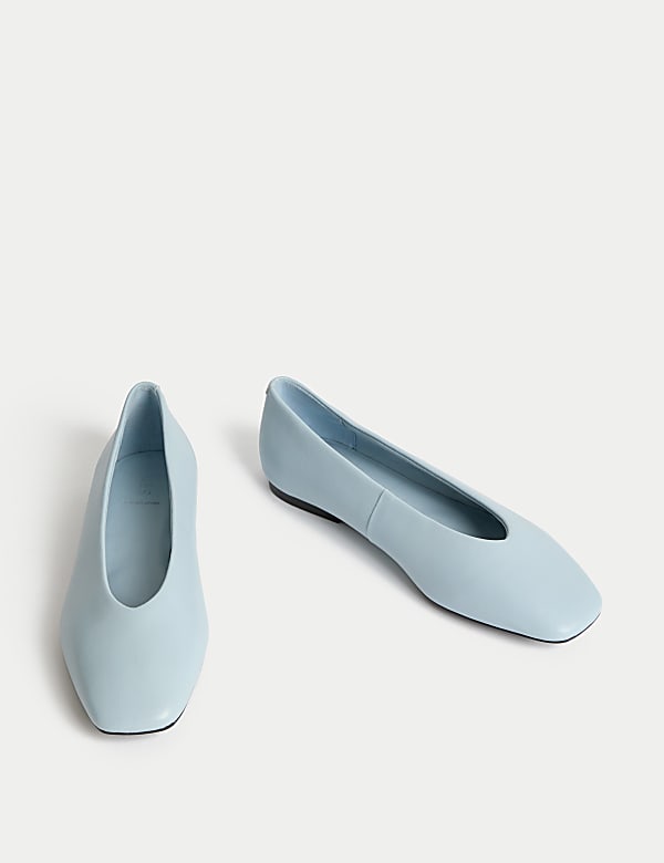 Leather Slip On Flat Ballet Pumps - FR