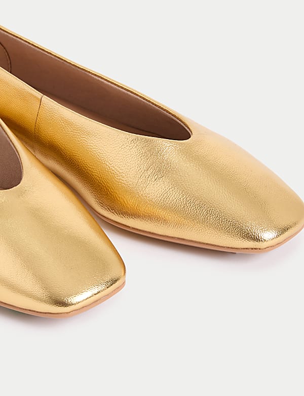 Leather Slip On Flat Ballet Pumps - NL