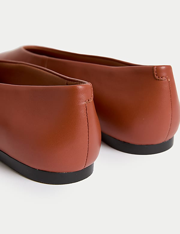 Leather Slip On Flat Ballet Pumps - FR