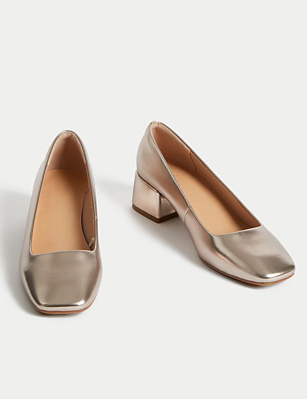 Slip On Block Heel Court Shoes - KG