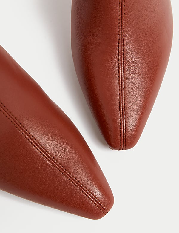 Leather Statement Heel Pointed Mules - CH