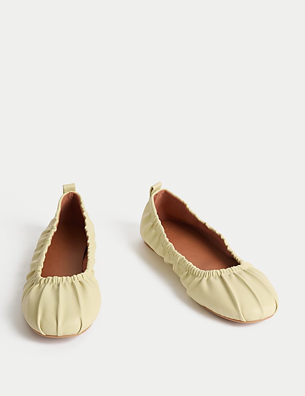 Ruched Slip On Ballet Pumps - NL