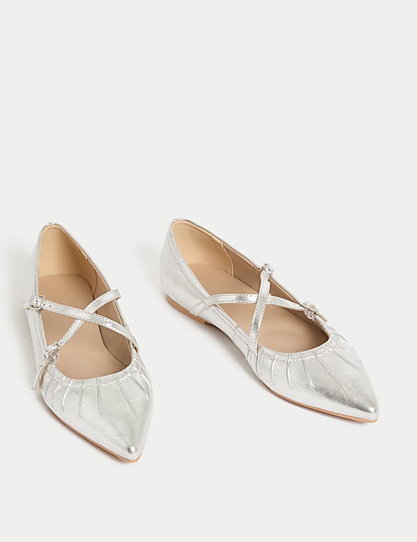 Strappy Pointed Ballet Pumps - DE