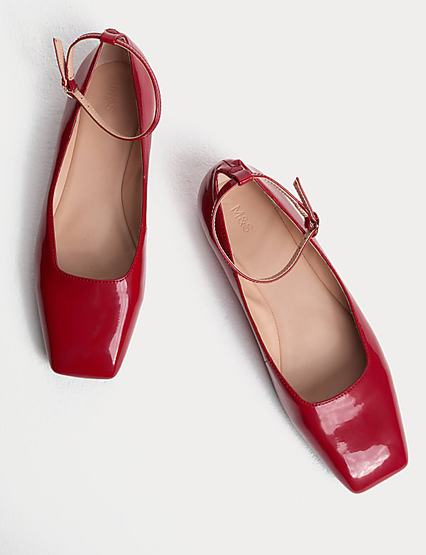 Patent Ankle Strap Flat Ballet Pumps - US