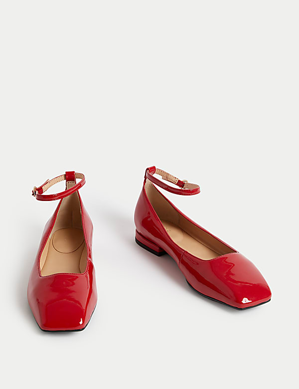 Patent Ankle Strap Flat Ballet Pumps - US
