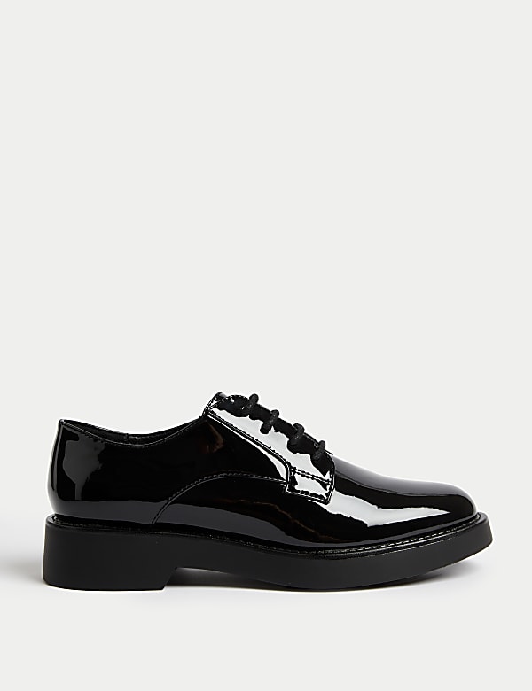 Patent Lace Up Flat Brogues - HR