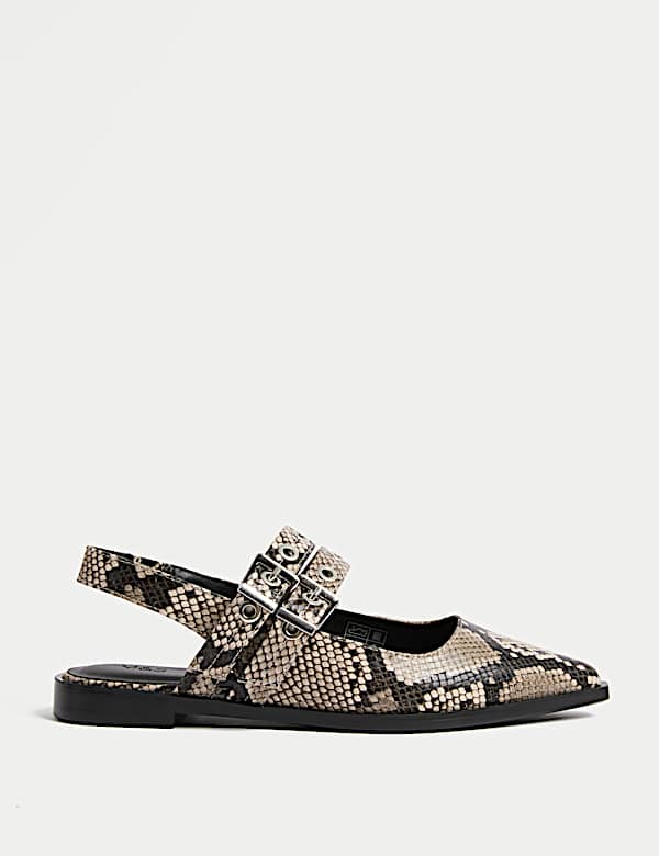 Printed Flat Slingback Sandals - FI