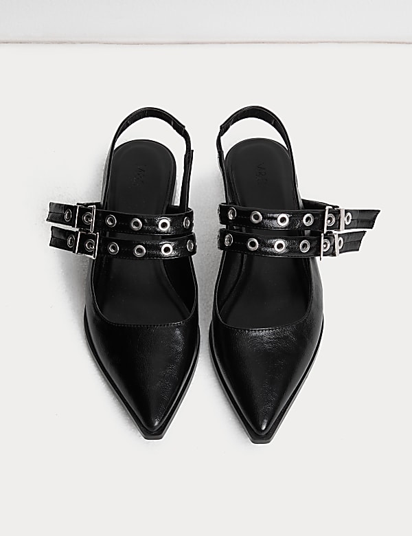 Patent Buckle Slingback Shoes - VN