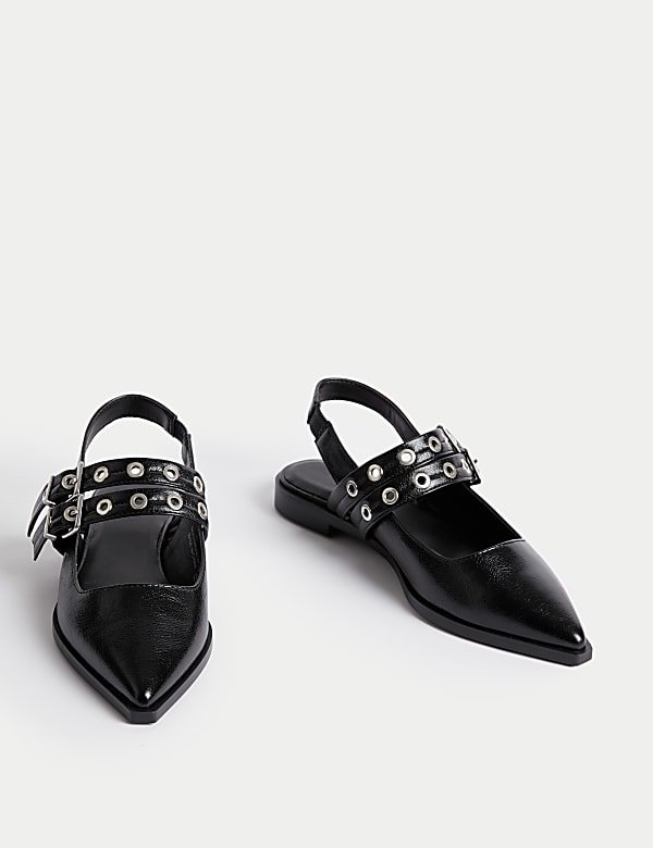 Patent Buckle Slingback Shoes - AL