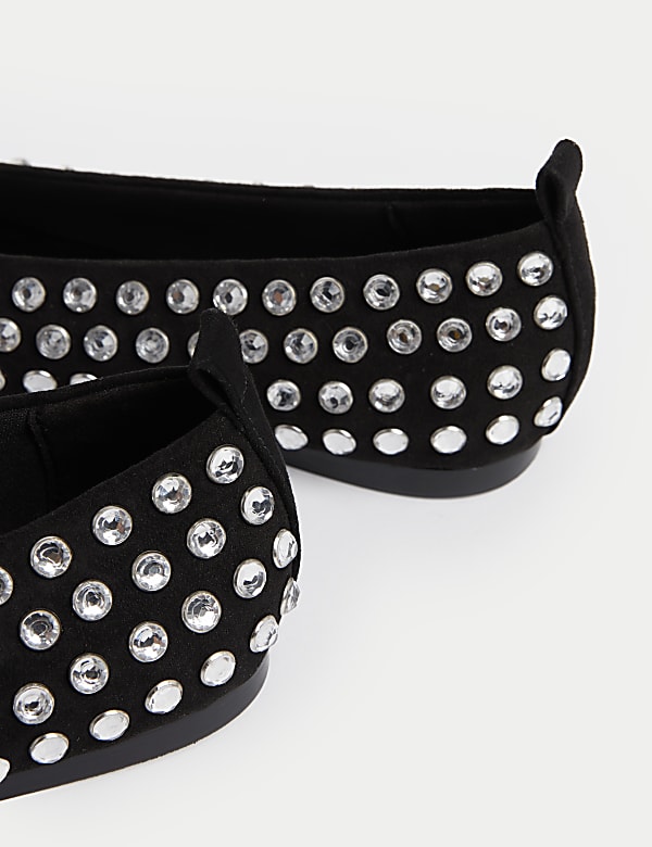 Sparkle Flat Square Toe Ballet Pumps - CA