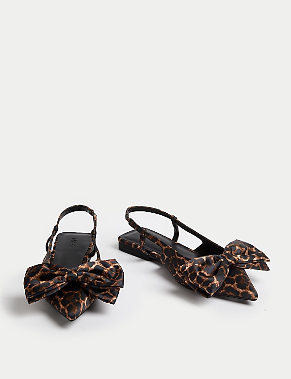 Satin Bow Block Heel Slingback Shoes - GR