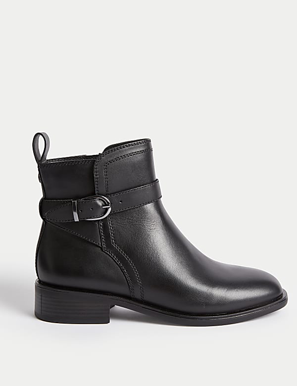 Leather Buckle Flatform Ankle Boots - BG