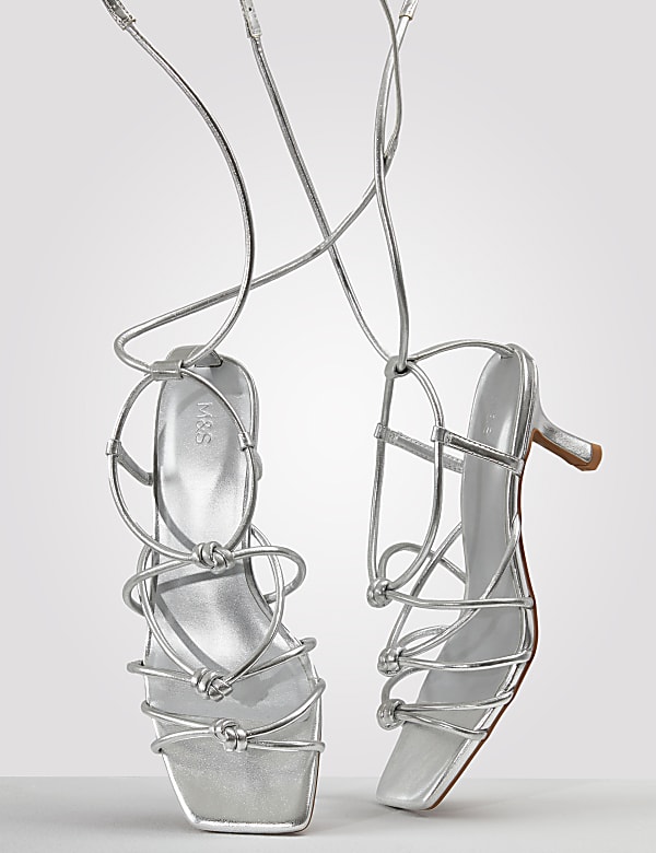 Strappy silver sandals sale