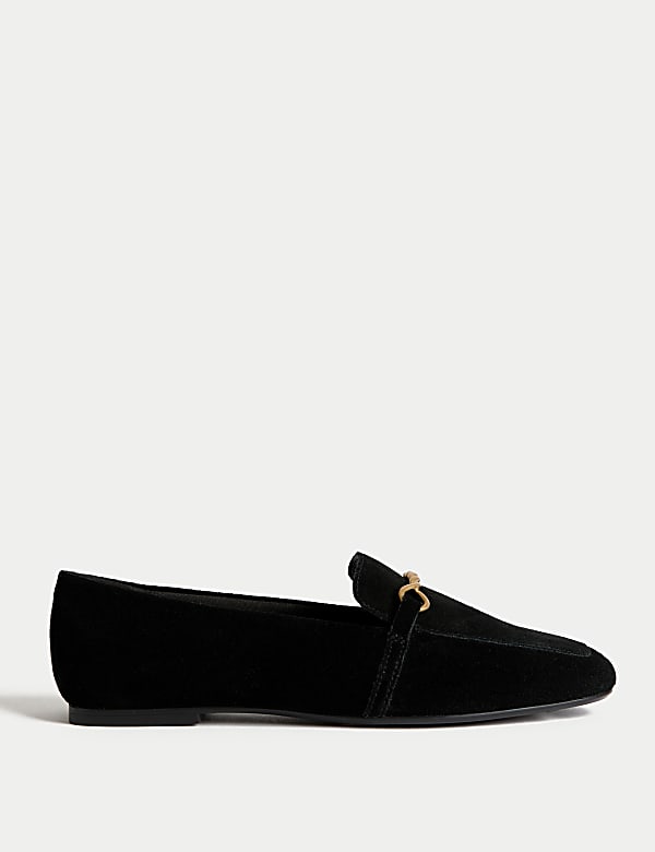 Suede Chain Detail Flat Loafers - NO