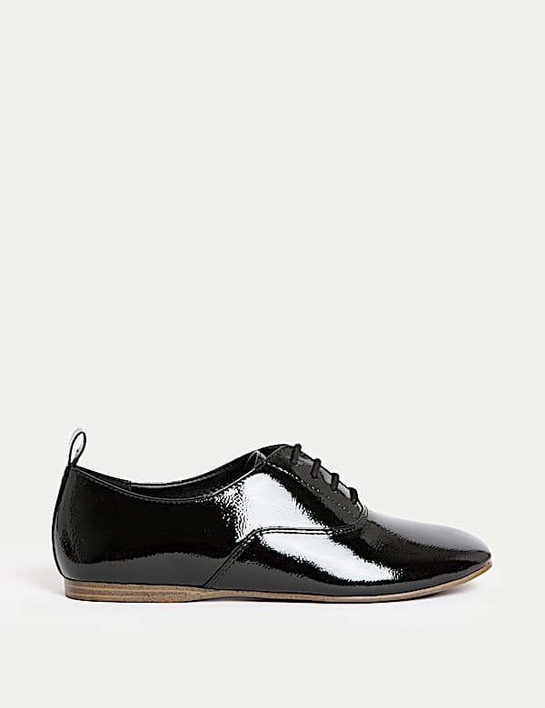 Patent Lace Up Flat Brogues - PL
