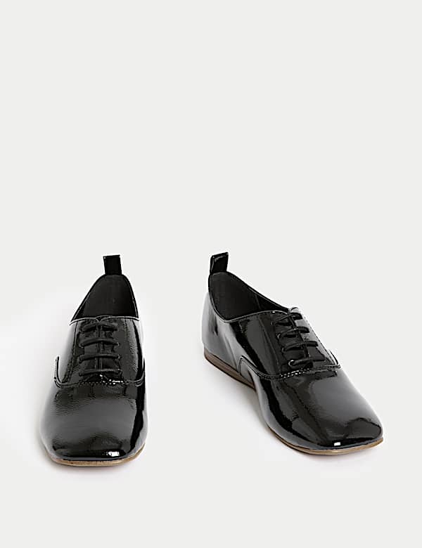 Patent Lace Up Flat Brogues - JP