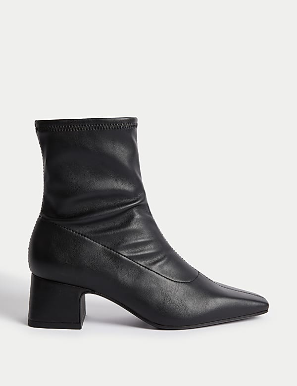 Block Heel Chisel Toe Ankle Boots - IL