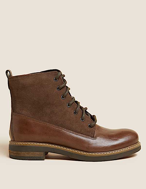 Leather Lace-up Ankle Boots