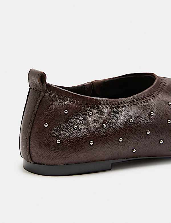 Leather Studded Flat Pumps - MV