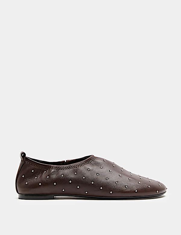 Leather Studded Flat Pumps - MV