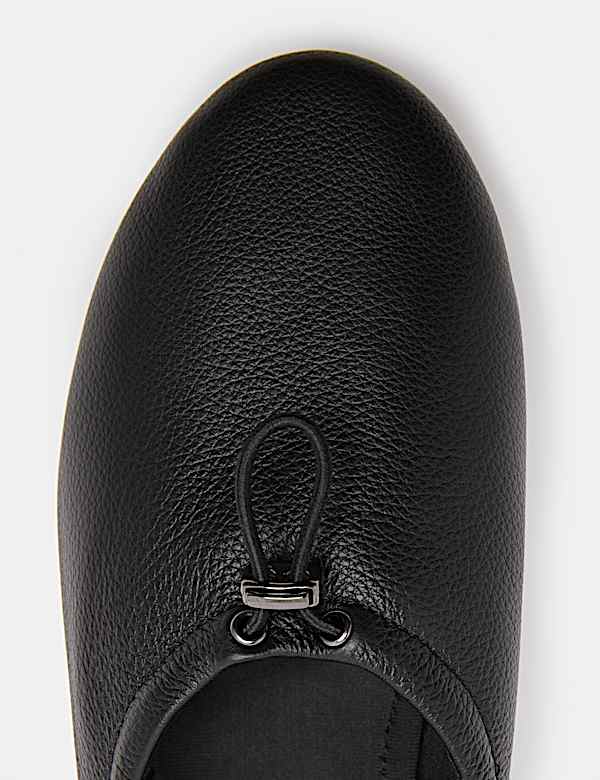 Leather Toggle Ballet Pumps - JE