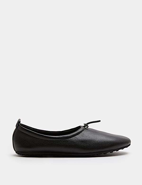 Leather Toggle Ballet Pumps - JE