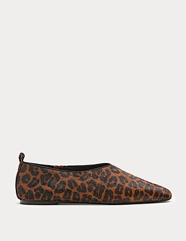 Hair On Leather Leopard Print Ballet Pumps - BN