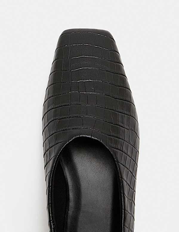 Leather Flat Square Toe Ballet Pump - JE