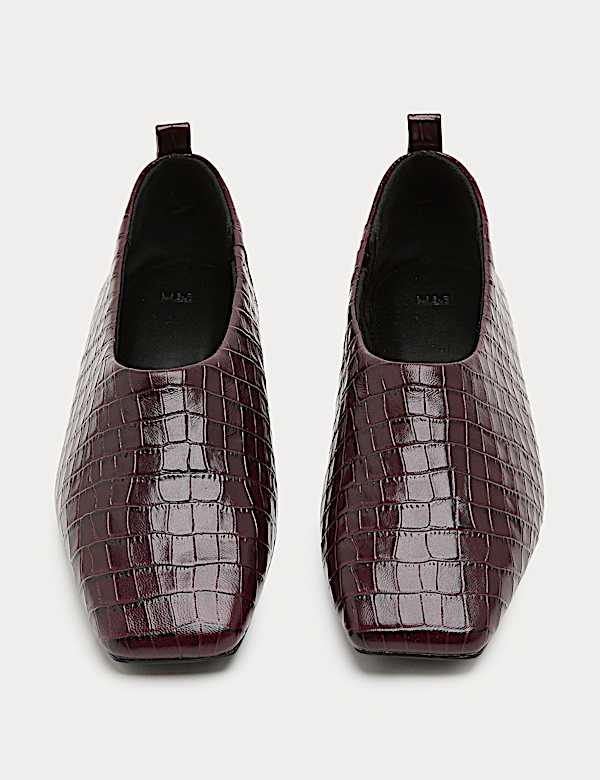Leather Croc Ballet Pumps - BN