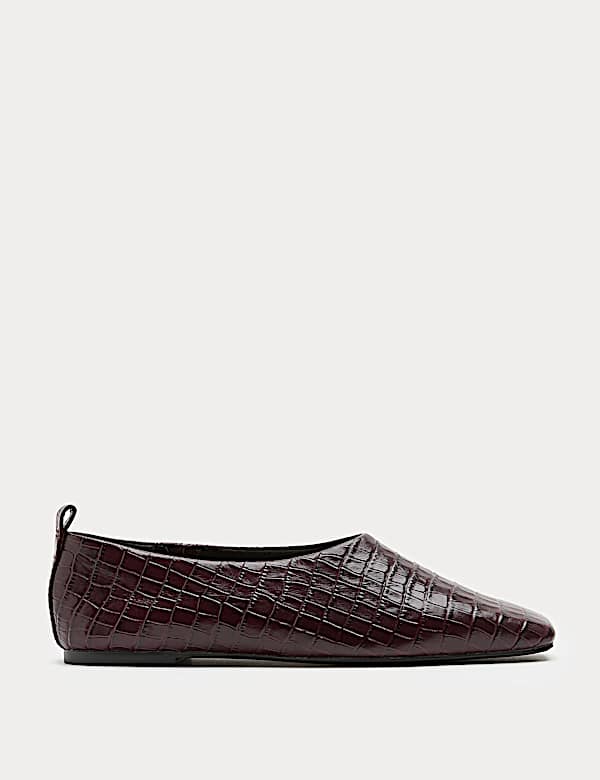 Leather Croc Ballet Pumps - BN