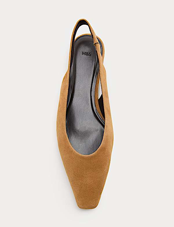 Suede Flat Chisel Toe Slingback Shoes - GR