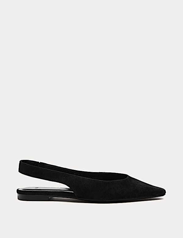 Suede Flat Chisel Toe Slingback Shoes - LU