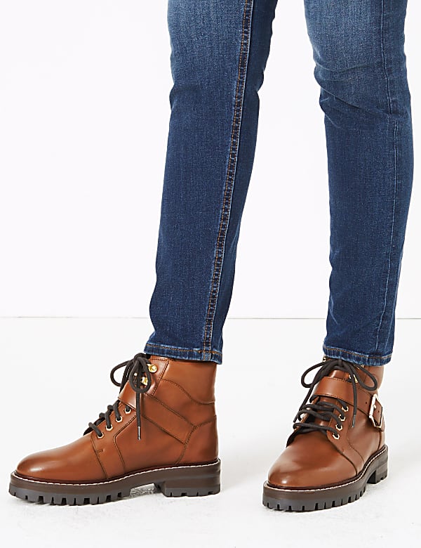 Leather Hiker Ankle Boots