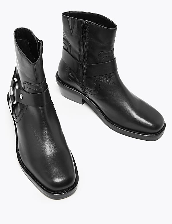 Leather Stirrup Ankle Boots