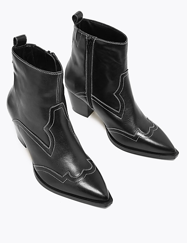Leather Western Ankle Boots