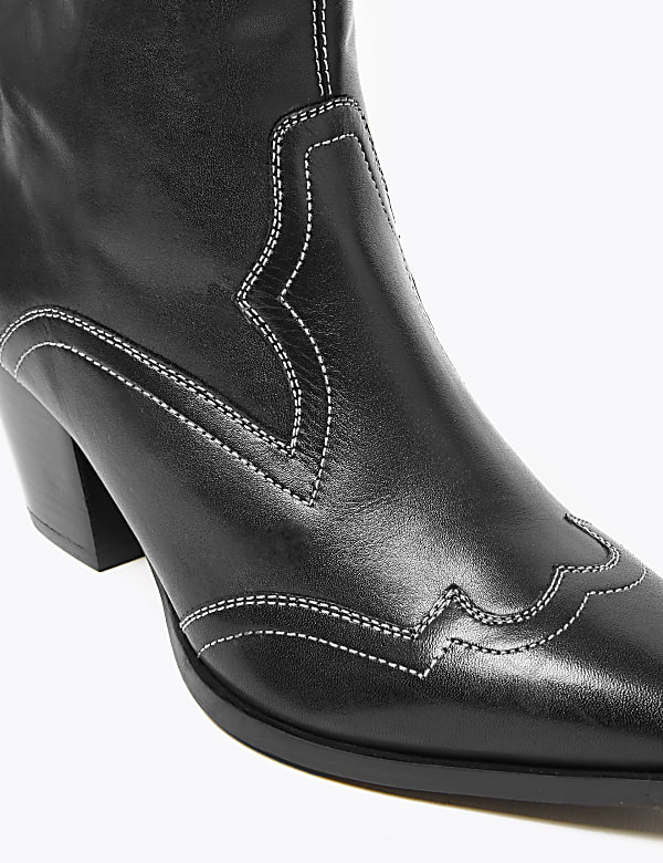 Leather Western Ankle Boots