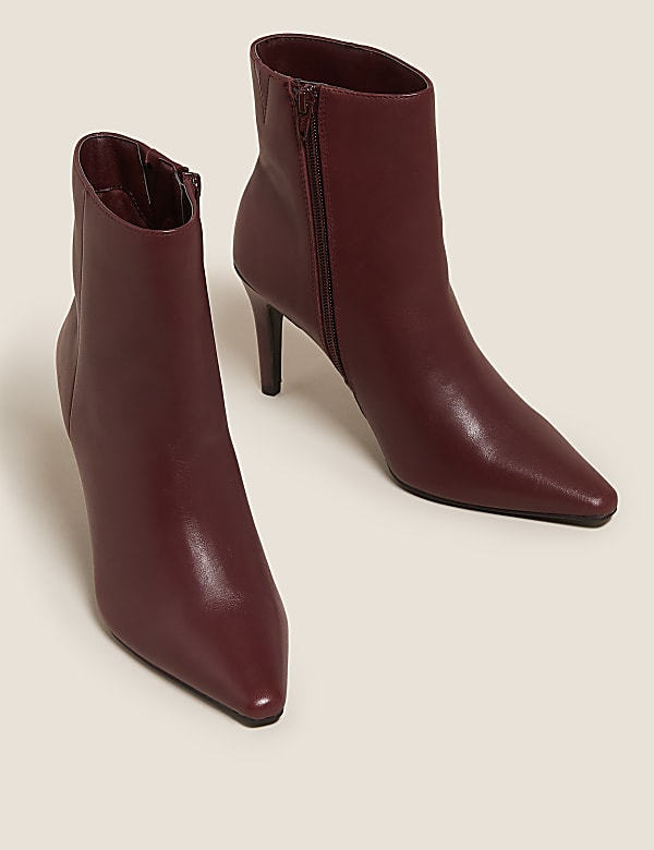 Leather Stiletto Heel Ankle Boots