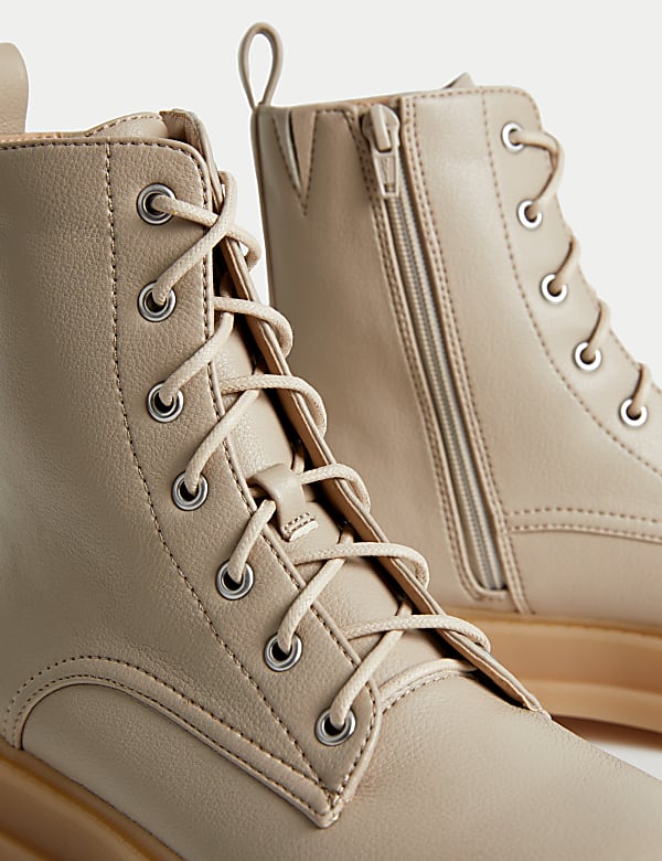 Chunky Lace Up Flatform Ankle Boots - NL