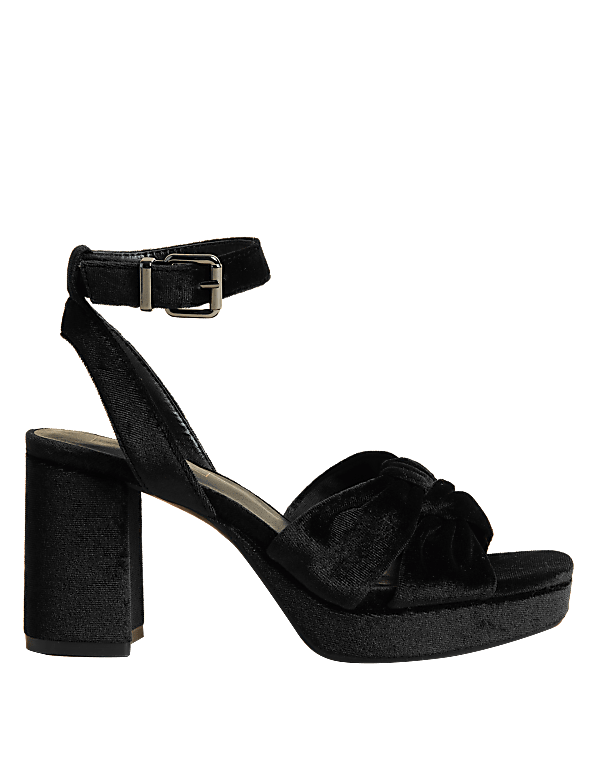 Velvet Knot Ankle Strap Platform Sandals