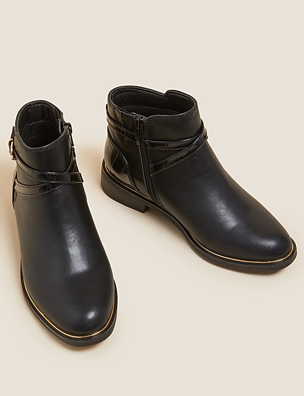 Buy Wide Fit Buckle Flat Ankle Boots at Marks Spencer