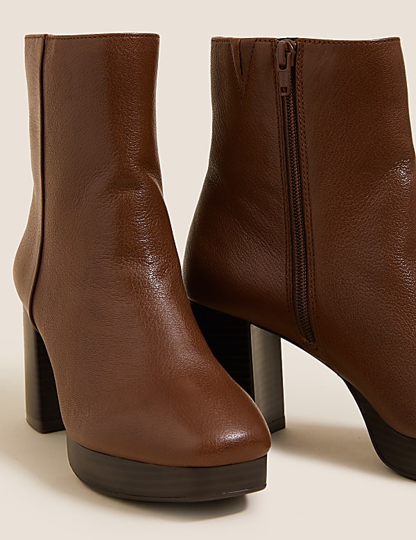 Leather Platform Ankle Boots