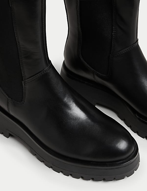 Leather Chelsea Flatform Ankle Boots