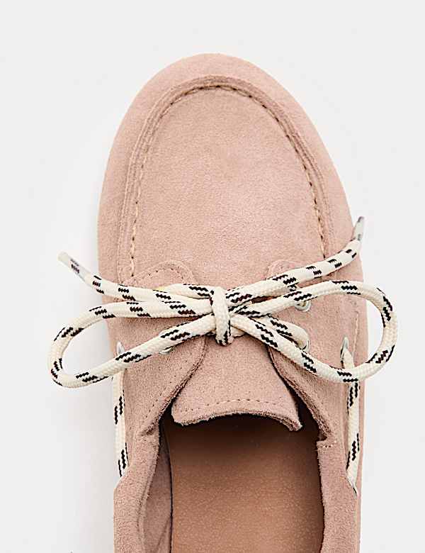 Suede Contrast Slip On Flat Boat Shoes - DE