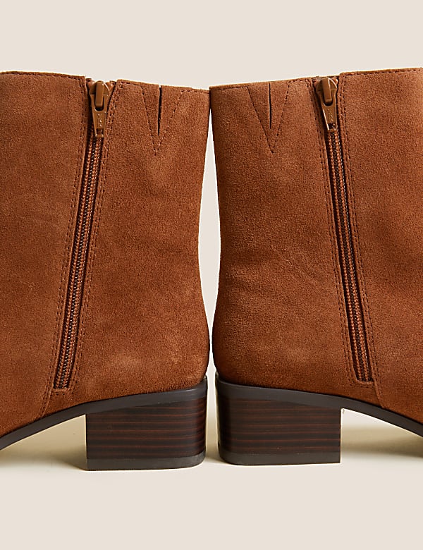 Suede Block Heel Square Toe Ankle Boots