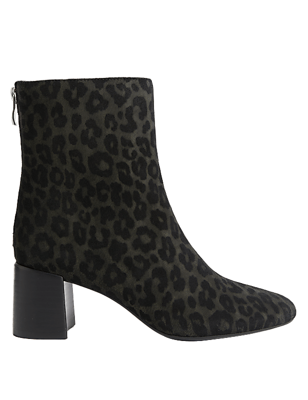 Buy Suede Leopard Print Block Heel Ankle Boots at Marks Spencer
