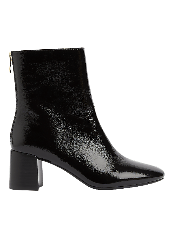 Leather Block Heel Ankle Boots