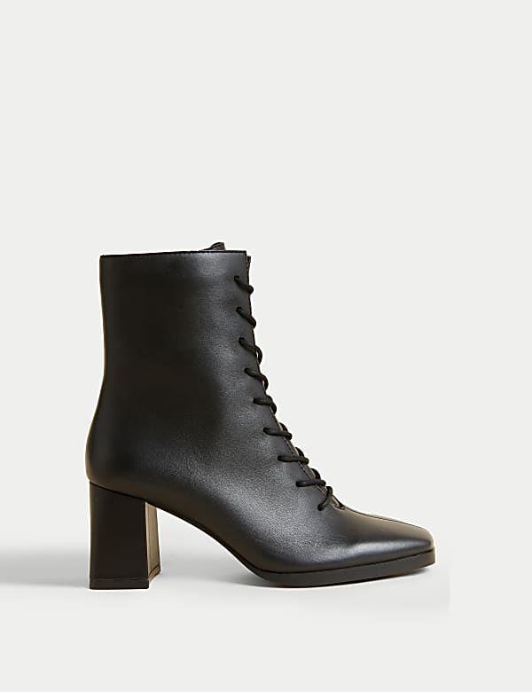 Leather laced heeled ankle boots cheap