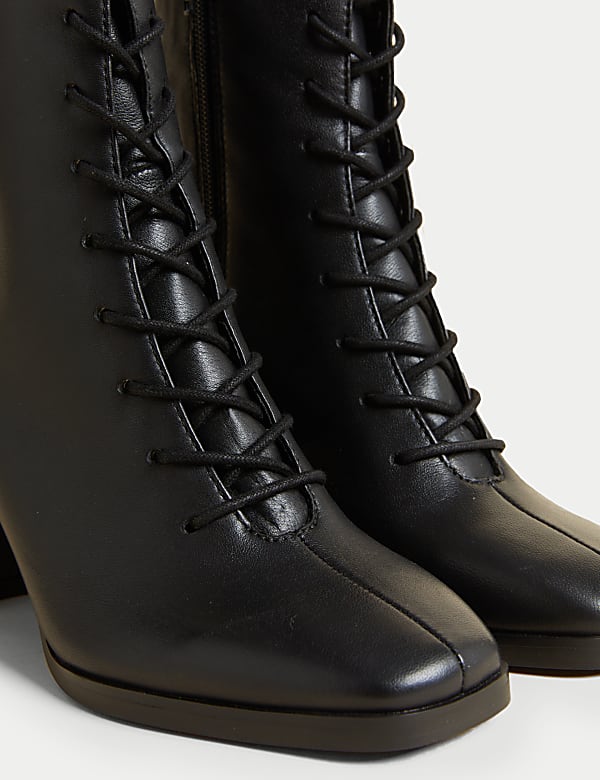 Buy Leather Lace Up Block Heel Ankle Boots at Marks Spencer